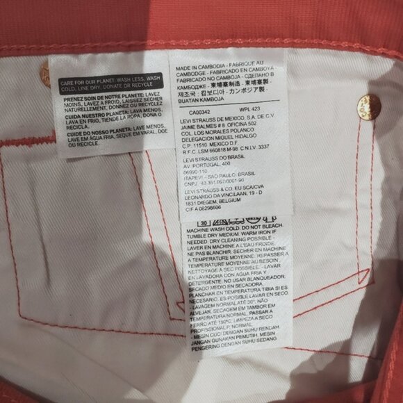 LEVI'S #513 Limited Edition Slim Straight Salmon Jeans - Picture 15 of 16